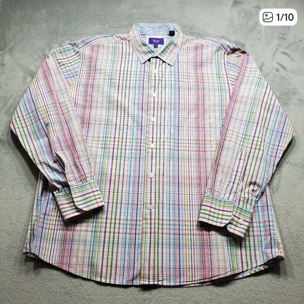 Tallia Multicolor Plaid Button-Up Shirt – Vibrant & Stylish Sz XL - Picture 2 of 10